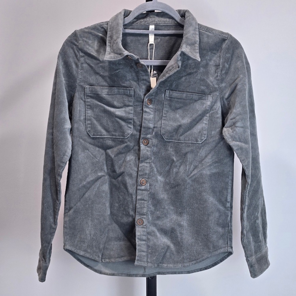 NWT Rylee+Cru Kids Indigo Grey Corduroy Button‎ Down Shirt Jacket 12-14Y Boys